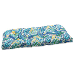 Amalia Paisley Blue Wicker Loveseat Cushion