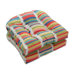 Solar Stripe Fruit Punch Wicker Seat Cushion (Set of 2)