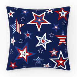 Patriotic Outdoor Reversible Decorative Throw Pillow in Red White and Blue, 18"x18", Complete Pillow with Welt Cord