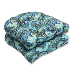 Pretty Paisley Navy Wicker Seat Cushion (Set Of 2)