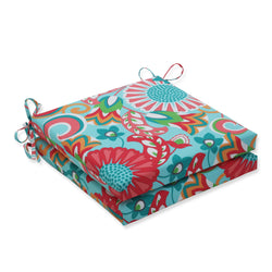 Sophia Turquoise/Coral Squared Corners Seat Cushion 20X20X3 (Set Of 2)