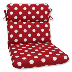 Polka Dot Red Rounded Corners Chair Cushion