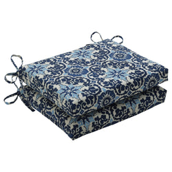 Woodblock Prism Blue Squared Corners Seat Cushion (Set Of 2)