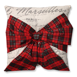 Indoor Christmas Plaid Bowknot 16.5-inch Throw Pillow