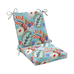 Marlow Aqua Orange Squared Corners Chair Cushion