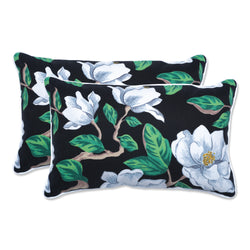 Magnolia Black Rectangle Throw Pillow (Set Of 2)