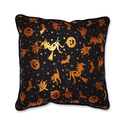 Metallic Halloween Black/Orange 16.5-inch Throw Pillow