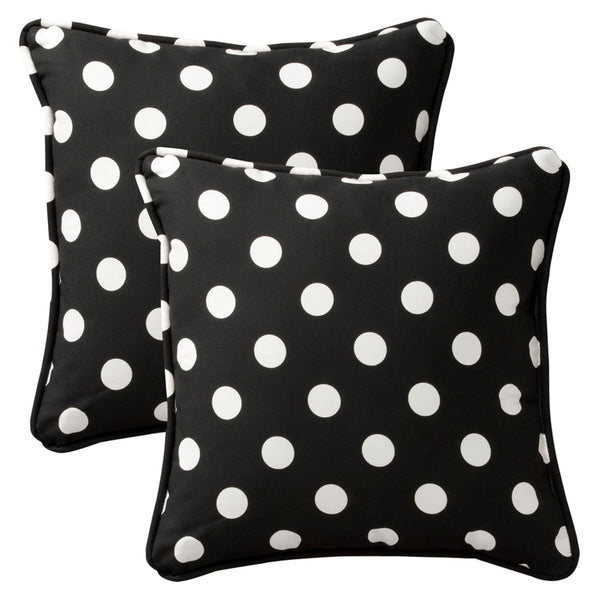 Polka Dot Black 18.5 Inch Throw Pillow Set Of 2 Pillow Perfect