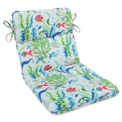 Coral Bay Blue Rounded Corners Chair Cushion