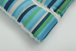 Solar Stripe Azure Wicker Seat Cushion (Set of 2)