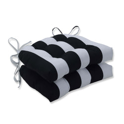 Cabana Stripe Black Reversible Chair Pad (Set Of 2)