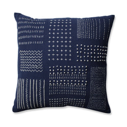 Tribal Sampler Navy-White 16.5-Inch Throw Pillow