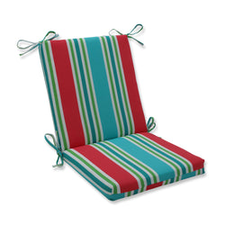 Aruba Stripe Turq/Coral Squared Corners Chair Cushion