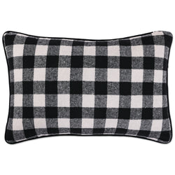 Indoor Christmas Merry Check Black/White Rectangular Throw Pillow