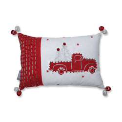 Indoor Christmas Truck and Trees Lumbar Pillow Rectangular Throw Pillow