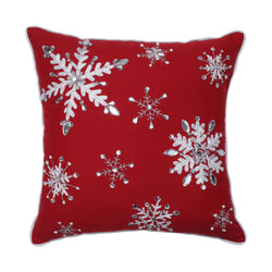 Indoor Jeweled Christmas Red 16.5-inch Throw Pillow