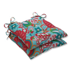 Sophia Turquoise/Coral Tufted Seat Cushions