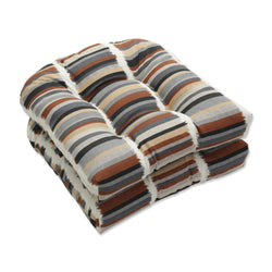 Solar Stripe Ebony Wicker Seat Cushion (Set of 2)
