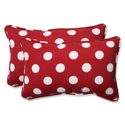 Polka Dot Red Rectangle Throw Pillow (Set Of 2)