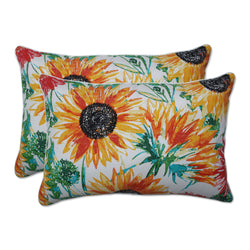 Sunflowers Sunburst Over-Sized Rectangular Throw Pillow (Set Of 2)