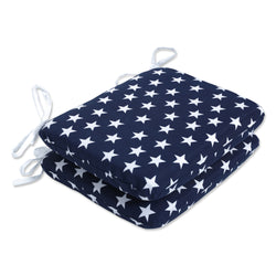 Macey Americana Blue Rounded Corners Seat Cushion (Set Of 2)