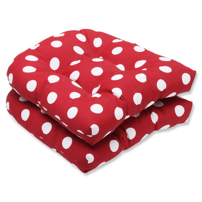 Polka Dot Red Wicker Seat Cushion (Set Of 2)