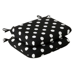 Polka Dot Black Rounded Corners Seat Cushion (Set Of 2)