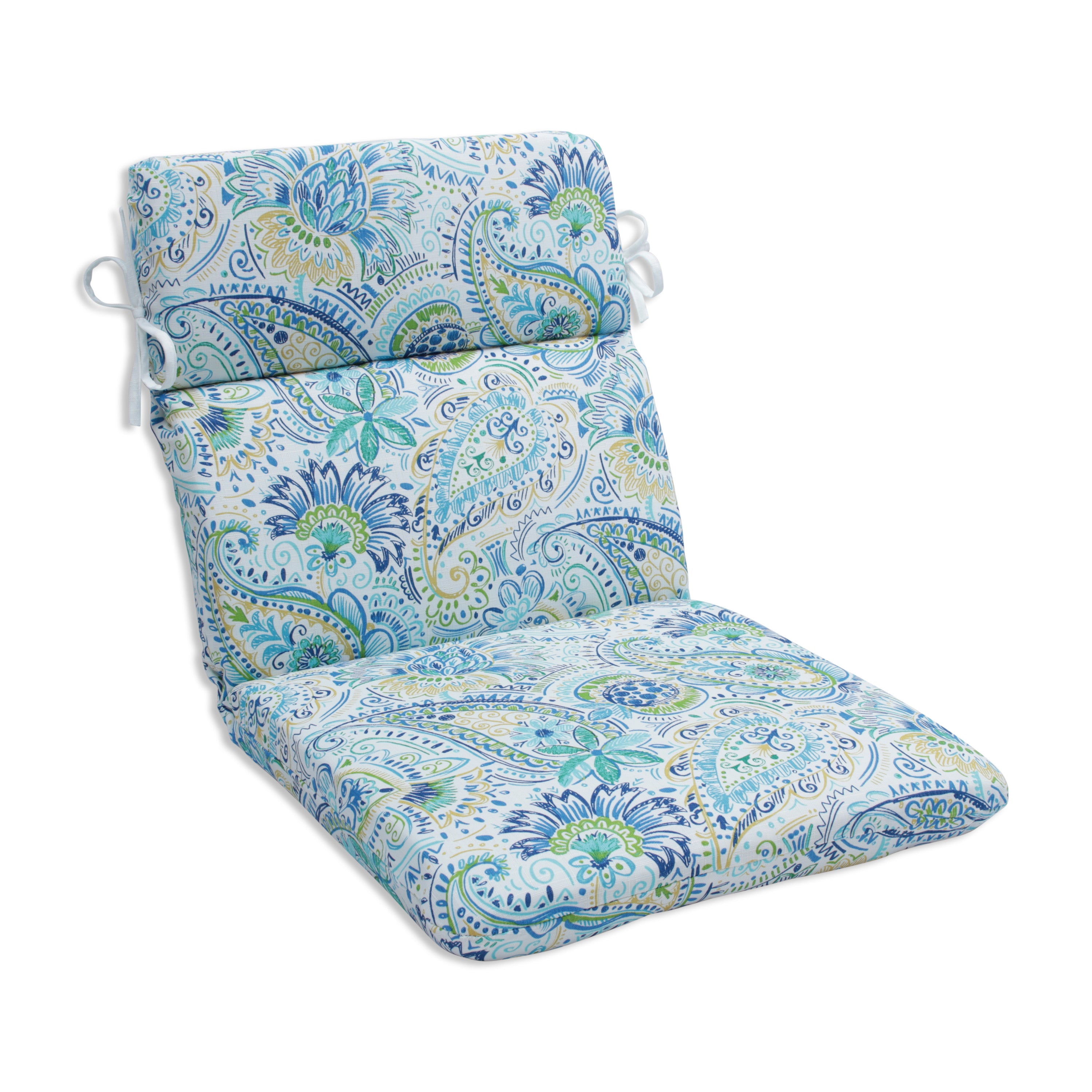 Pillow Perfect Outdoor Sitzkissen Cabana-Streifen, Mit Bändern, Abgerundete Ecken (Türkis, 53x53 Cm)