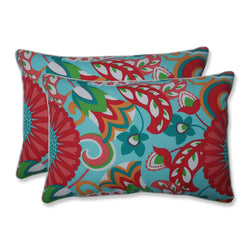Sophia Turquoise/Coral Over-Sized Rectangular Throw Pillow (Set Of 2)