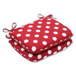 Polka Dot Red Rounded Corners Seat Cushion (Set Of 2)