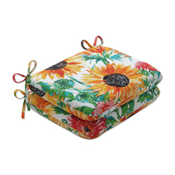 Sunflowers Sunburst Yellow Rounded Corners Seat Cushion (Set Of 2)