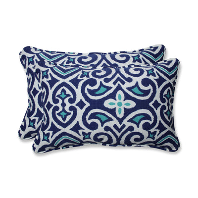 New Damask  Marine Rectangular Throw Pillow (Set Of 2)