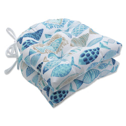 Hooked Seaside Blue Deluxe Tufted Chairpad (Set of 2)