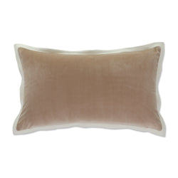 Indoor Velvet Flange Natural Rectangular Throw Pillow