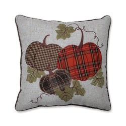 Indoor Harvest Plaid Pumpkins Applique Multicolored 18-inch Throw Pillow