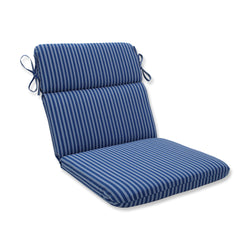 Resort Stripe Blue Rounded Corners Chair Cushion
