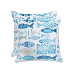 Hooked Seaside Blue 18.5-inch Throw Pillow (Set of 2)