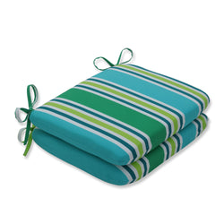 Aruba Stripe Turquoise\Green Rounded Corners Seat Cushion (Set Of 2)