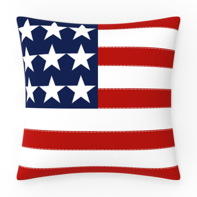 Patriotic Outdoor Reversible Decorative Throw Pillow in One Flag One Nation Red, 18"x18", Complete Pillow with Welt Cord