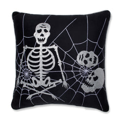 Skeleton in Web Black 16.5-inch Throw Pillow