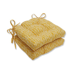 Herringbone Egg Yolk Outdoor Deluxe Tufted Chairpad (Set Of 2)