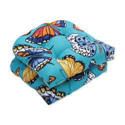 Butterfly Garden Turquoise Wicker Seat Cushion (Set Of 2)