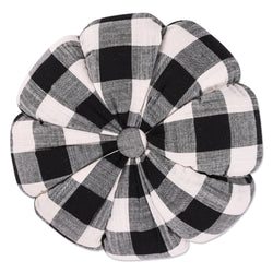 Buffalo Check Pumpkin Black/White Round Throw Pillow