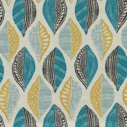 Leaf Block Teal/Citron Fabric