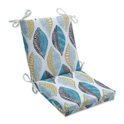 Leaf Block Teal/Citron Squared Corners Chair Cushion