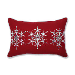 Indoor Jeweled Christmas Red Rectangular Throw Pillow