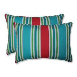 Aruba Stripe Turq/Coral Over-Sized Rectangular Throw Pillow (Set Of 2)