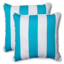 Cabana Stripe Turquoise 18.5-Inch Throw Pillow (Set Of 2)