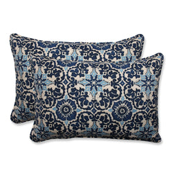 Woodblock Prism Blue Over-Sized Rectangular Throw Pillow (Set Of 2)