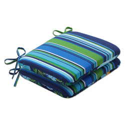 Spring Bling Blue\Sea Island Stripe Blue Blue Rounded Corners Seat Cushion (Set Of 2)